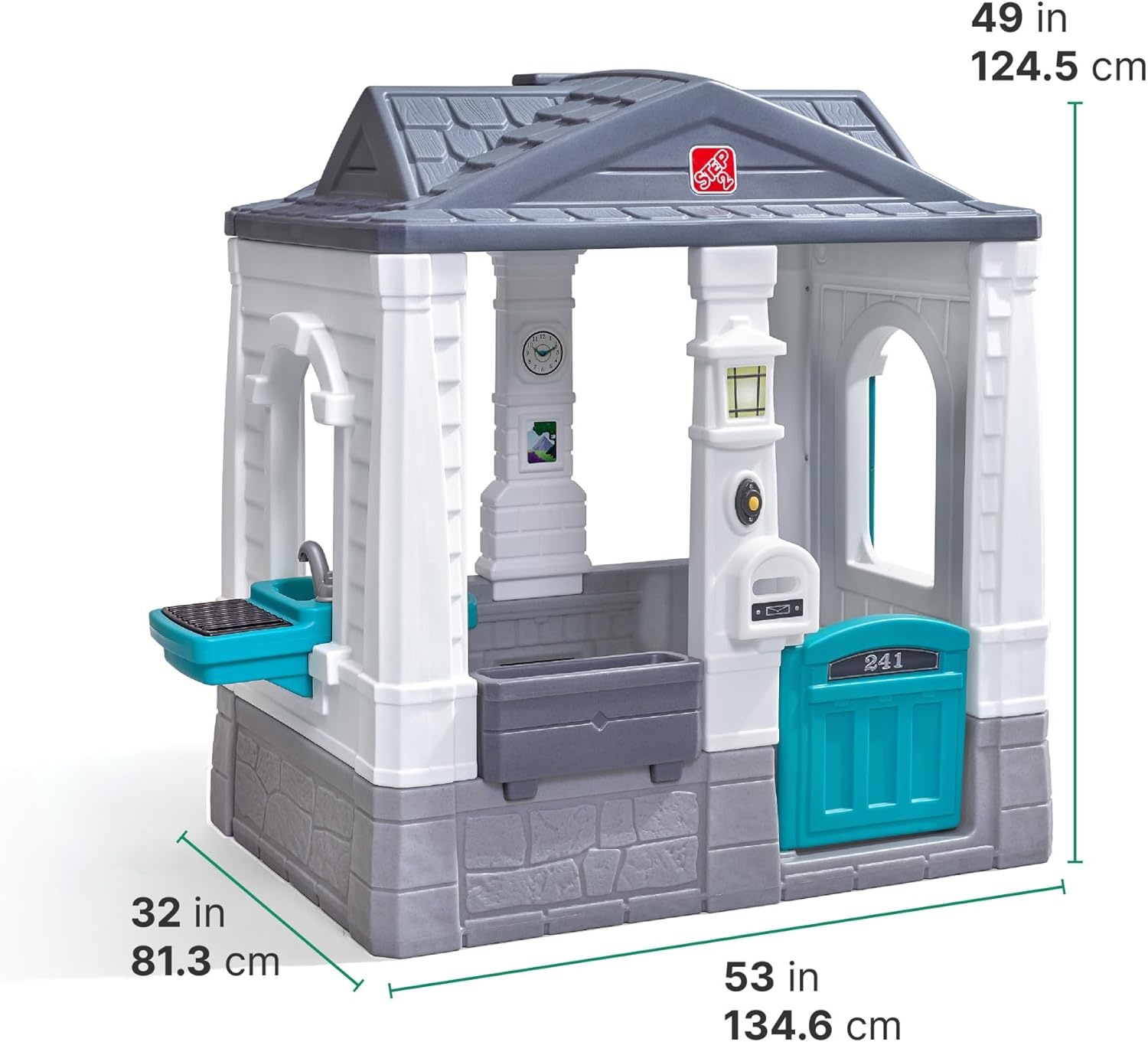 image:imageStep2 Neat amp Tidy Cottage Kids Playhouse Indoor and Outdoor Playset Interactive Sounds Toddlers 15 Years Old Easy to Assemble GreyGrey