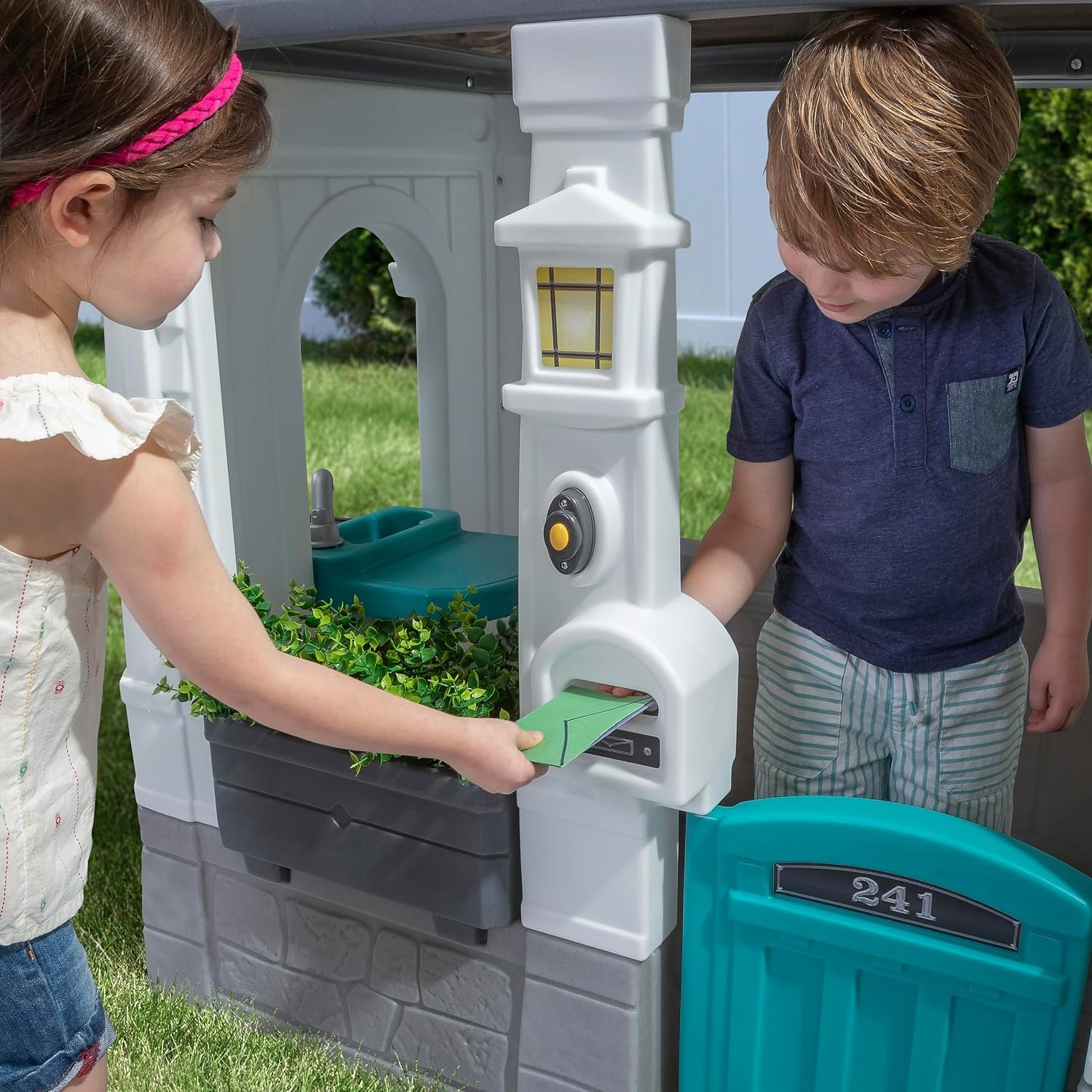 image:imageStep2 Neat amp Tidy Cottage Kids Playhouse Indoor and Outdoor Playset Interactive Sounds Toddlers 15 Years Old Easy to Assemble GreyGrey