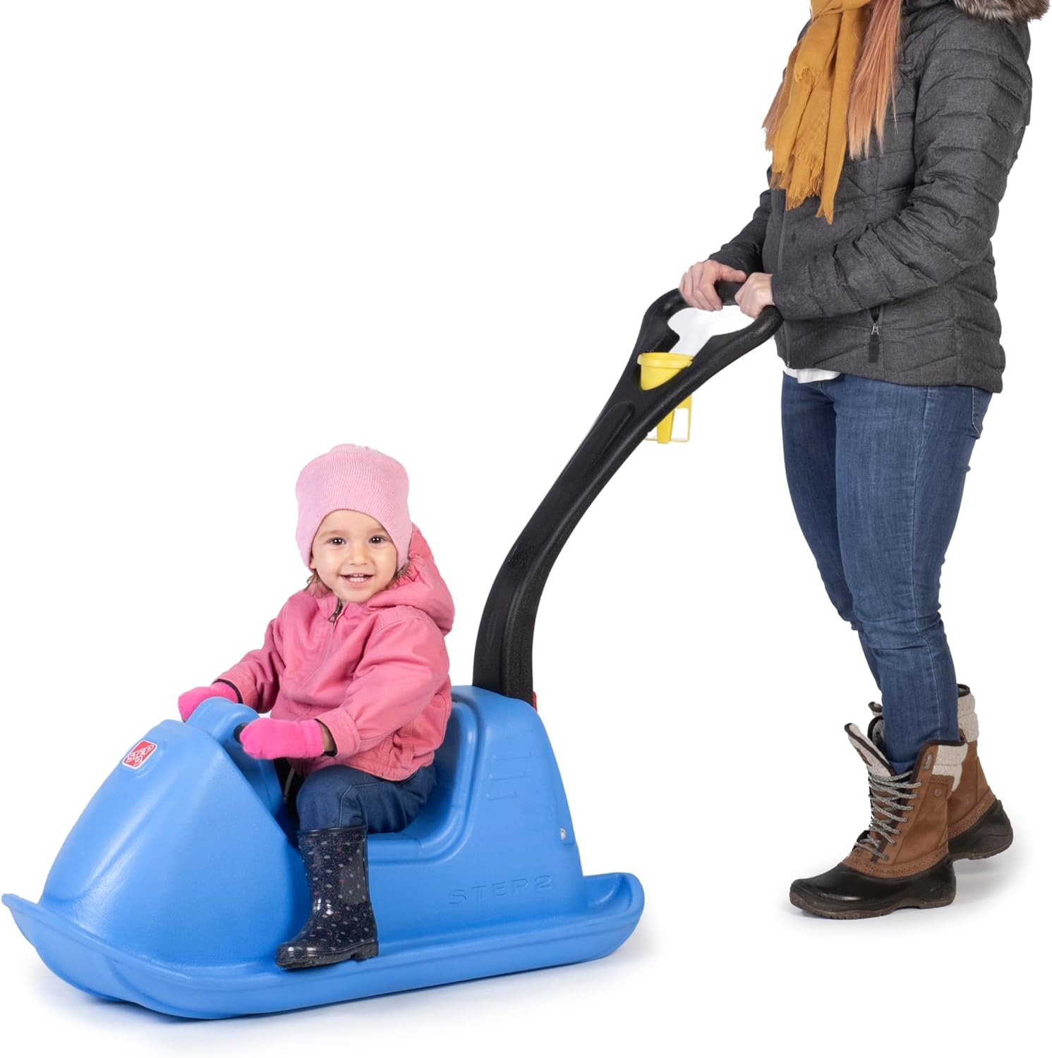 image:imageStep2 Push Around Sled Kids Ride On Toy amp Outdoor Snow Toboggan Made of Durable Plastic Max Weight 40 lbs for Toddlers 153 Years Old Blue