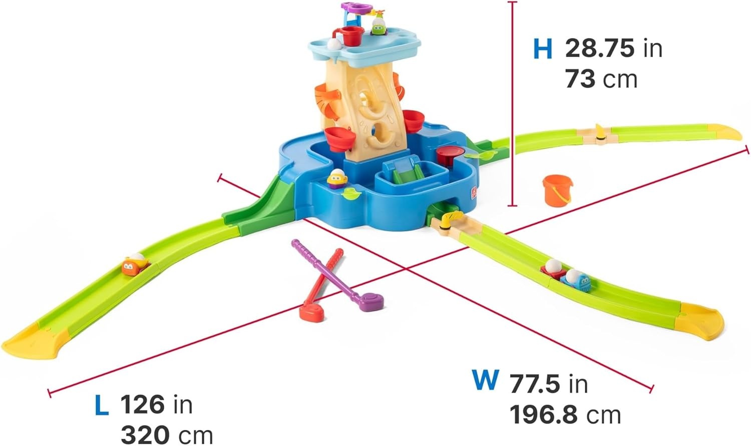 image:imageStep2 Putt amp Splash Adventure Center Kids Water Tower Mini Golf Playset 33 Accessories Clubs Golf Balls Ages 15 Years