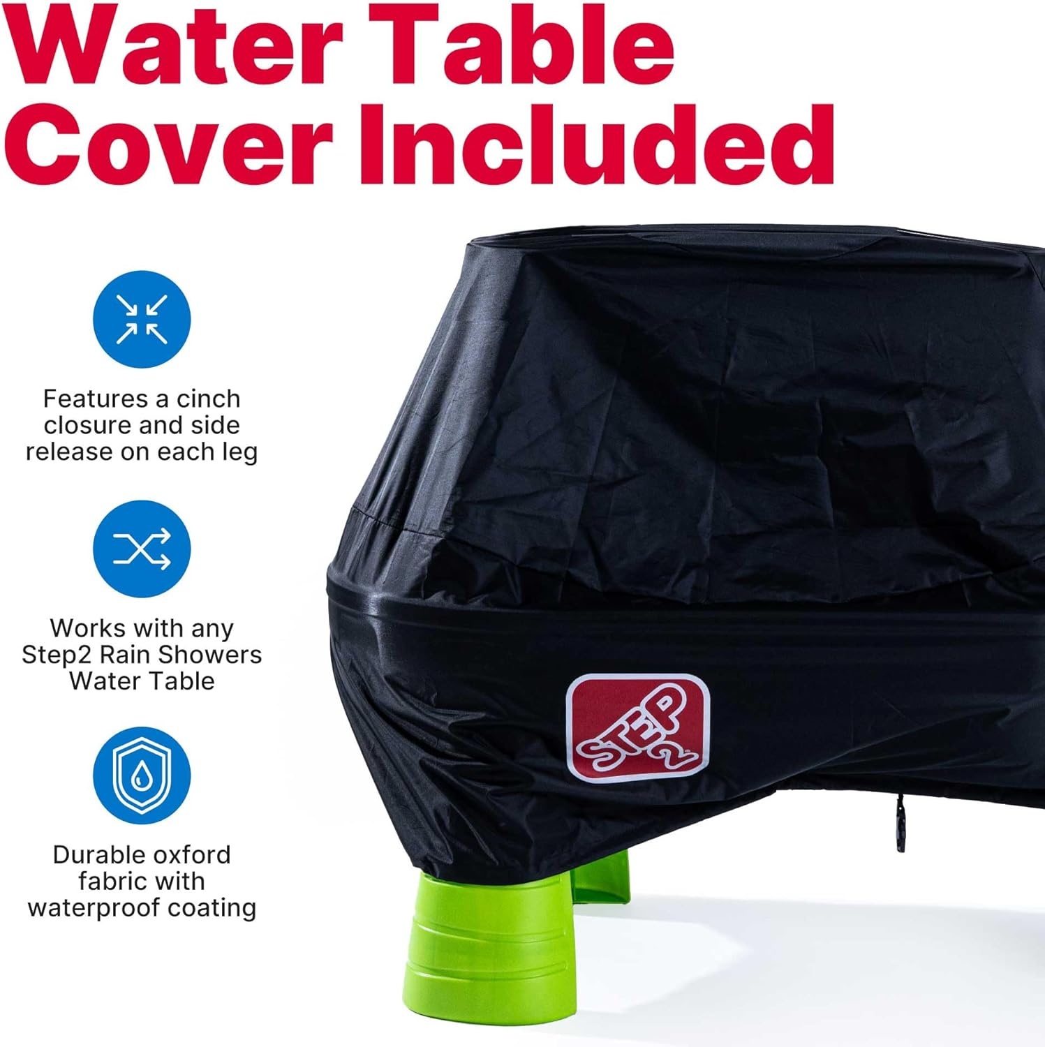 image:imageStep2 Rain Showers Splash Pond Water Table for Kids with Cover Toddler Outdoor Sensory Playset 13 Accessories Blue and Green Ages 18 MonthsRain Showers Splash Pond with Cover