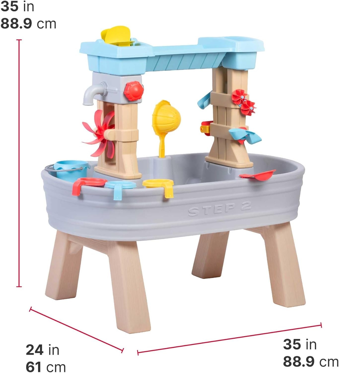 image:imageStep2 Rain Showers amp Flow Kids Water Table Outdoor Toddler Activity Table 15Piece Accessory Set Ages 15 Years Old Multicolor Gray Blue Red
