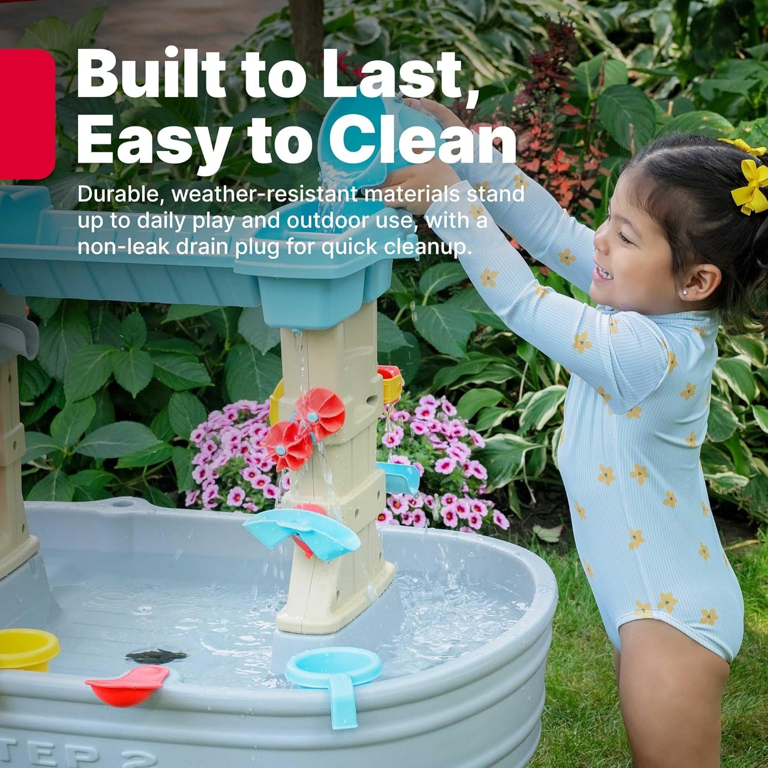 image:imageStep2 Rain Showers amp Flow Kids Water Table Outdoor Toddler Activity Table 15Piece Accessory Set Ages 15 Years Old Multicolor Gray Blue Red