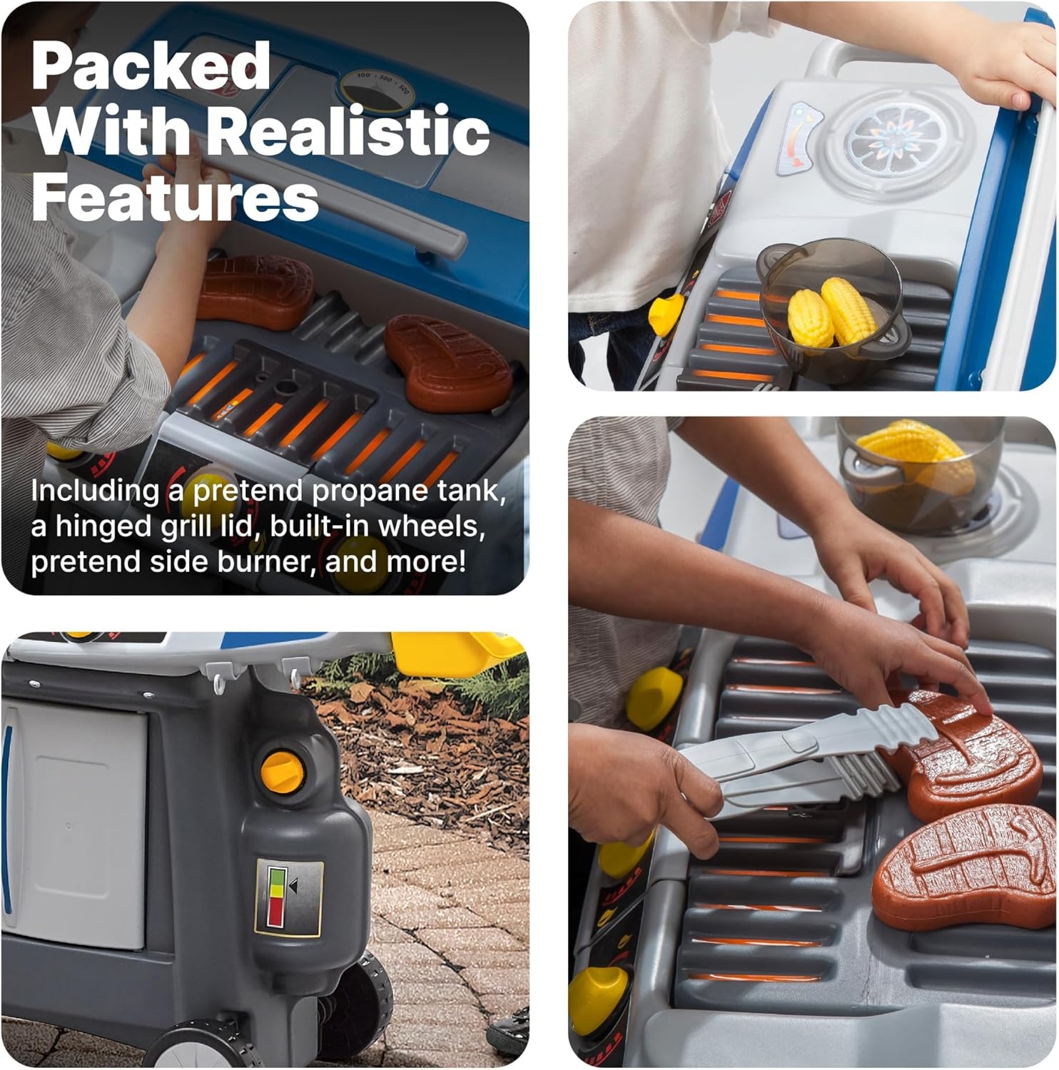 image:imageStep2 Sizzle amp Smoke BBQ Grill Playset IndoorOutdoor Interactive Play with Sounds and Effects Toddlers 3 Years Old 15 Piece Toy Accessories