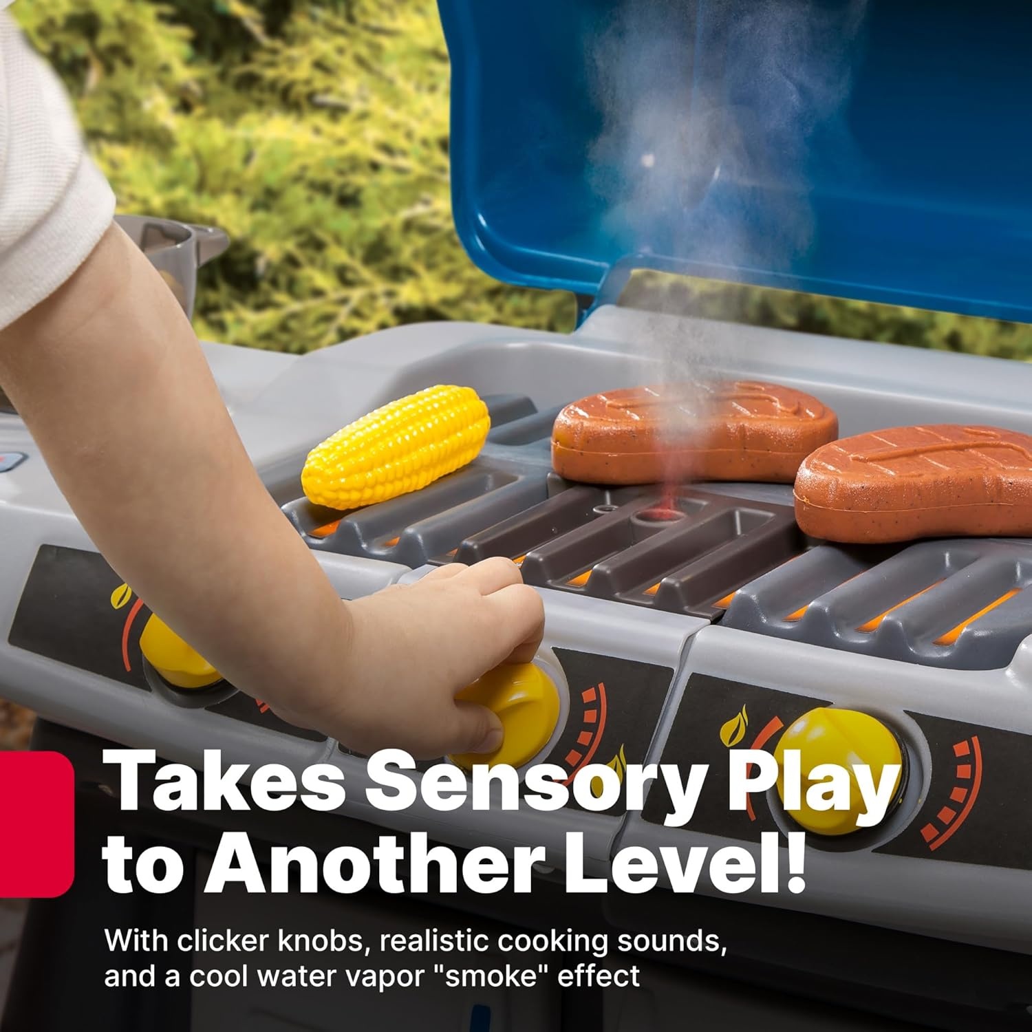 image:imageStep2 Sizzle amp Smoke BBQ Grill Playset IndoorOutdoor Interactive Play with Sounds and Effects Toddlers 3 Years Old 15 Piece Toy Accessories