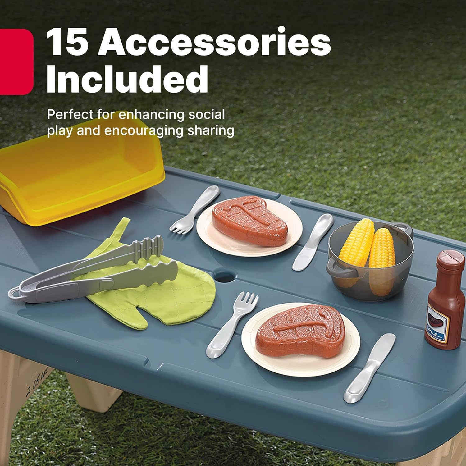 image:imageStep2 Sizzle amp Smoke BBQ Grill Playset IndoorOutdoor Interactive Play with Sounds and Effects Toddlers 3 Years Old 15 Piece Toy Accessories