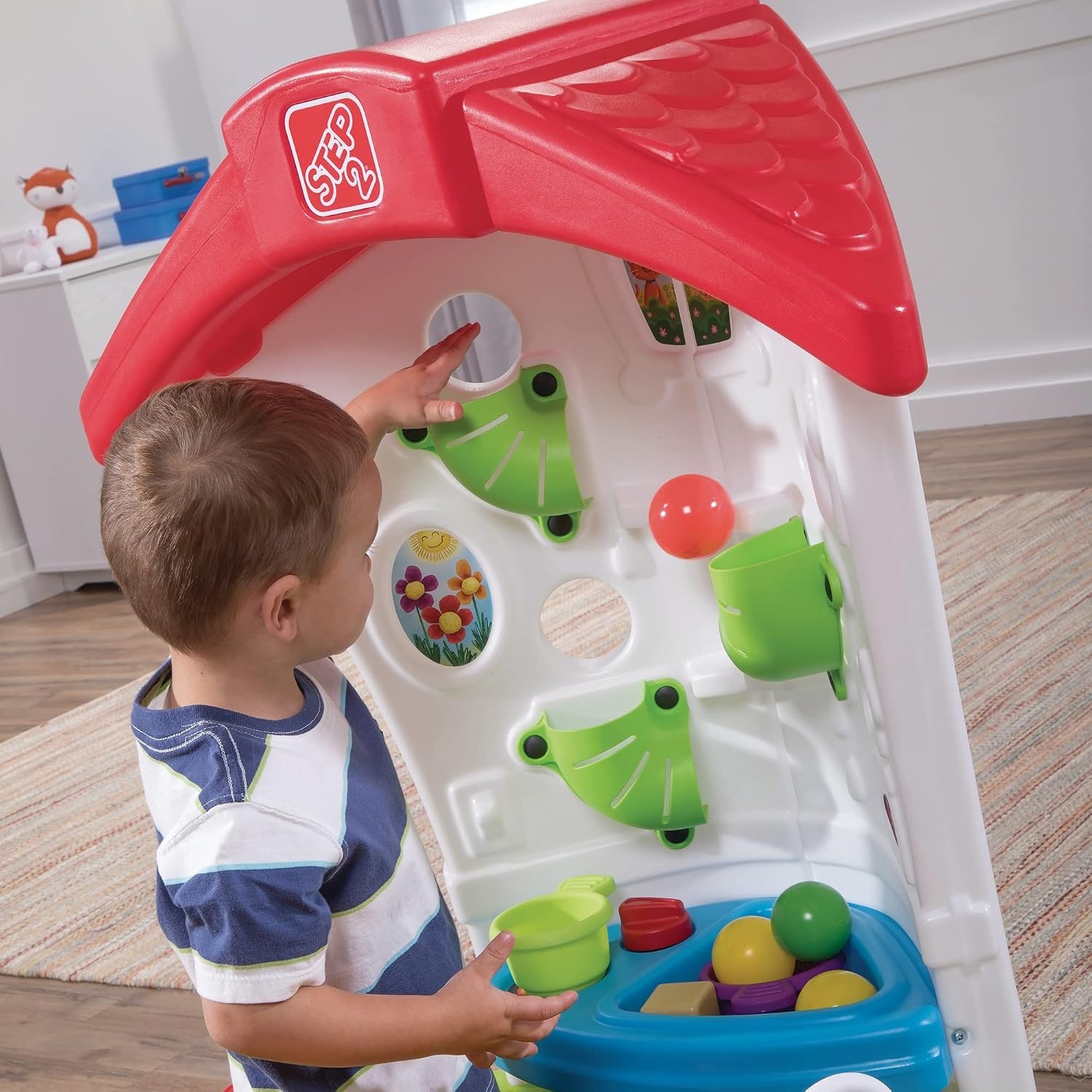 image:imageStep2 Toddler Corner House Kids Playhouse IndoorOutdoor Playset Play Gym with Kitchenette Includes 15 Piece Toy Accessories Made of Durable Plastic for Toddlers 1 Years Old