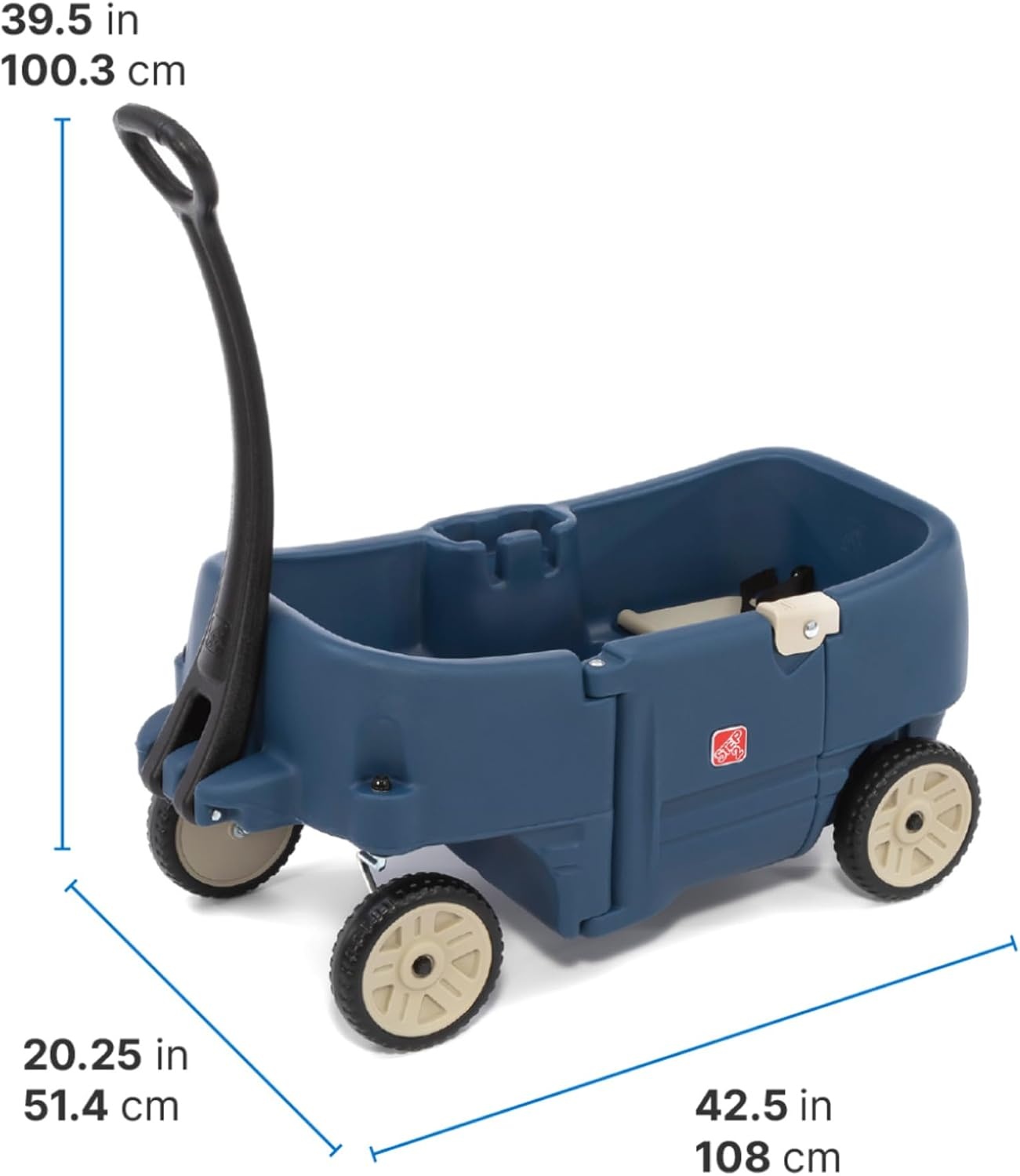 image:imageStep2 Wagon for Two Plus Kids Ride On Toy Stroller Substitute Includes Seat Belts Made of Durable Plastic Max Weight 75 lbs For Toddlers 155 Years Old Denim Blue