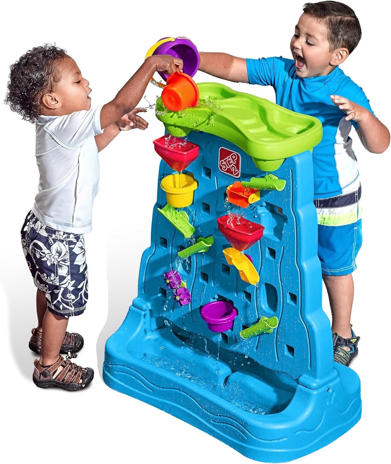 image:imageStep2 Waterfall Discovery Wall Kids DoubleSided Water and Sand Activity Sensory Table Summer Outdoor Toys 13 Piece Toy Accessories For Toddlers 15 Years Old