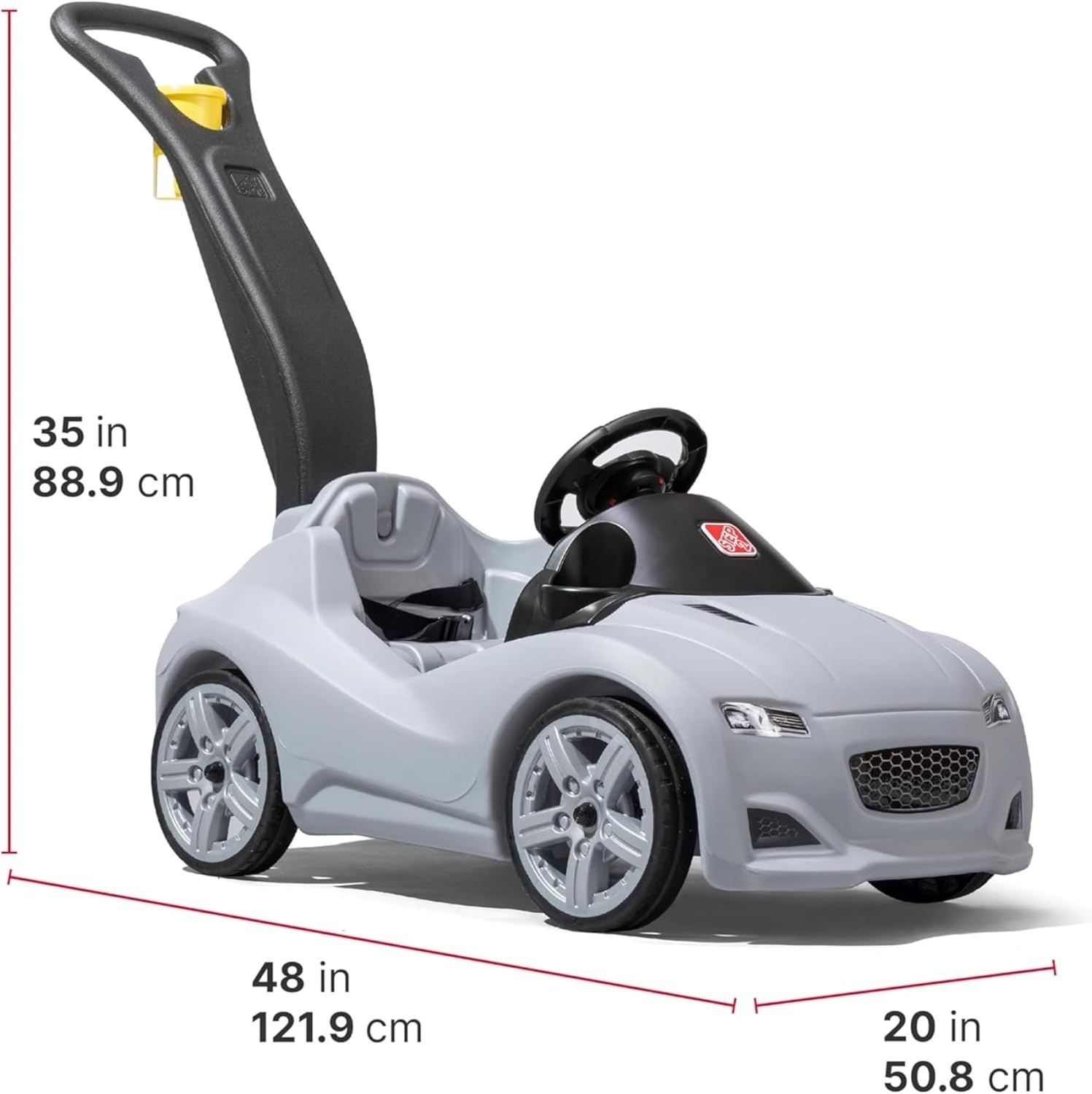 image:imageStep2 Whisper Ride Cruiser Kids Push Car Ride On Toy Stroller Substitute Includes Seat Belt amp Horn Made of Durable Plastic Max Weight 50 lbs For Toddlers 154 Years Old BlueGray