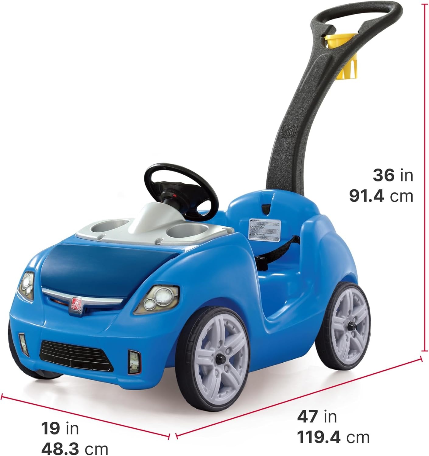 image:imageStep2 Whisper Ride II Kids Push Car RideOn Car with Seat Belt and Horn Quick Fold Handle Stroller Alternative Toddlers and Preschoolers Ages 18 Months BlueBlue