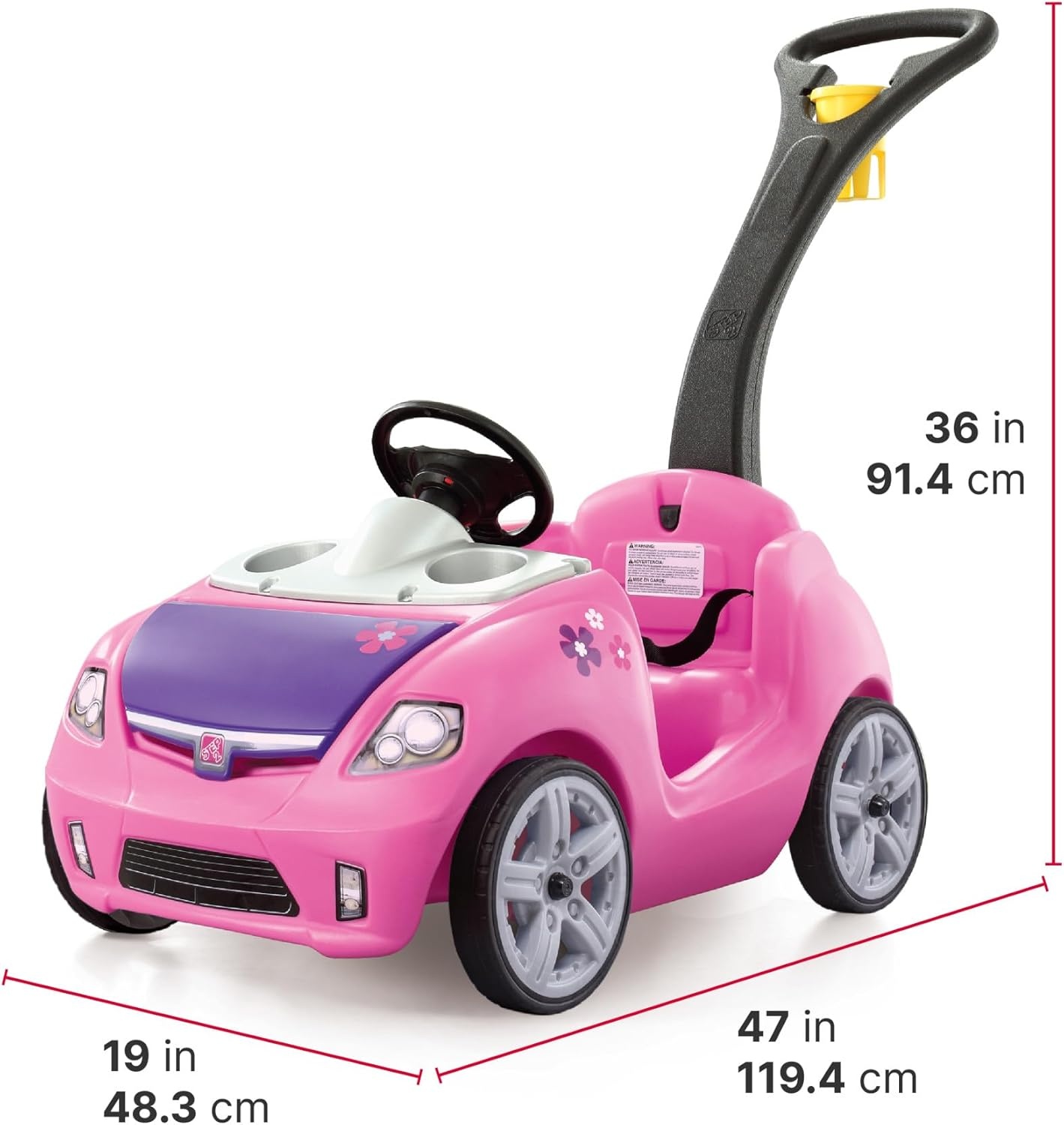 image:imageStep2 Whisper Ride II Kids Push Car RideOn Car with Seat Belt and Horn Quick Fold Handle Stroller Alternative Toddlers and Preschoolers Ages 18 Months BluePink