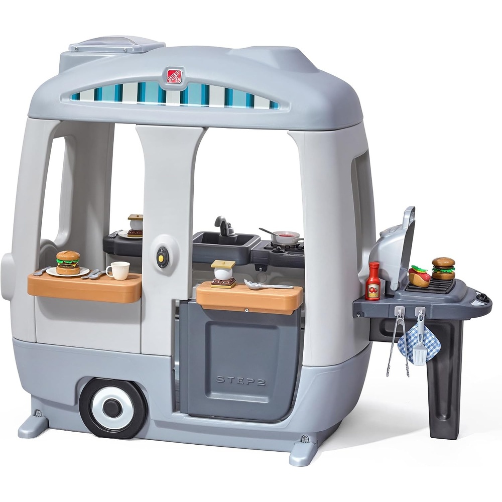 image:imageStep2 Adventure Camper Kids Playhouse IndoorOutdoor Playset with Kitchenette Interactive Doorbell Sounds 52Piece Toy Accessories Durable Plastic For Toddlers 2 YearsPlayhouse