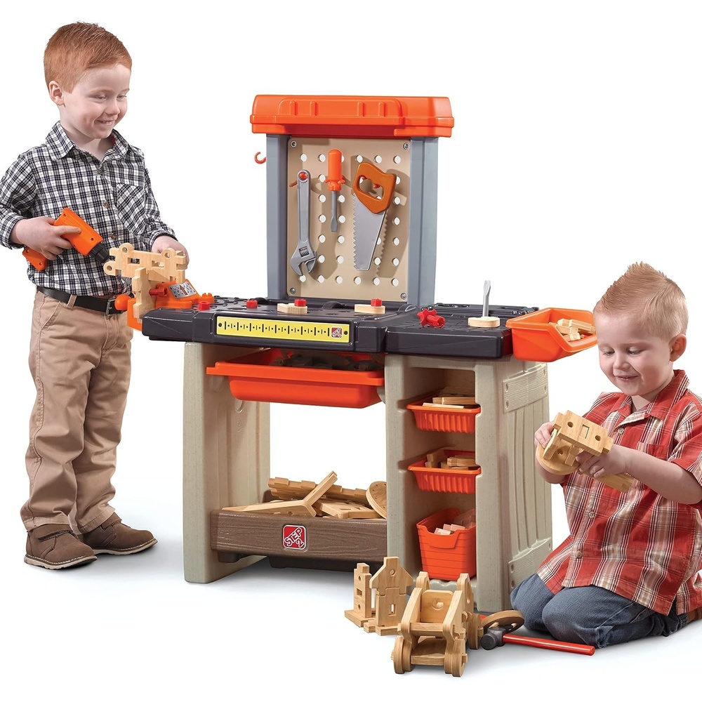 image:imageStep2 Handyman Kids Workbench IndoorOutdoor Tool Bench for Children Interactive Play with Sounds Made of Durable Plastic Includes 35 Piece Toy Accessories For Toddlers 3 Years Old