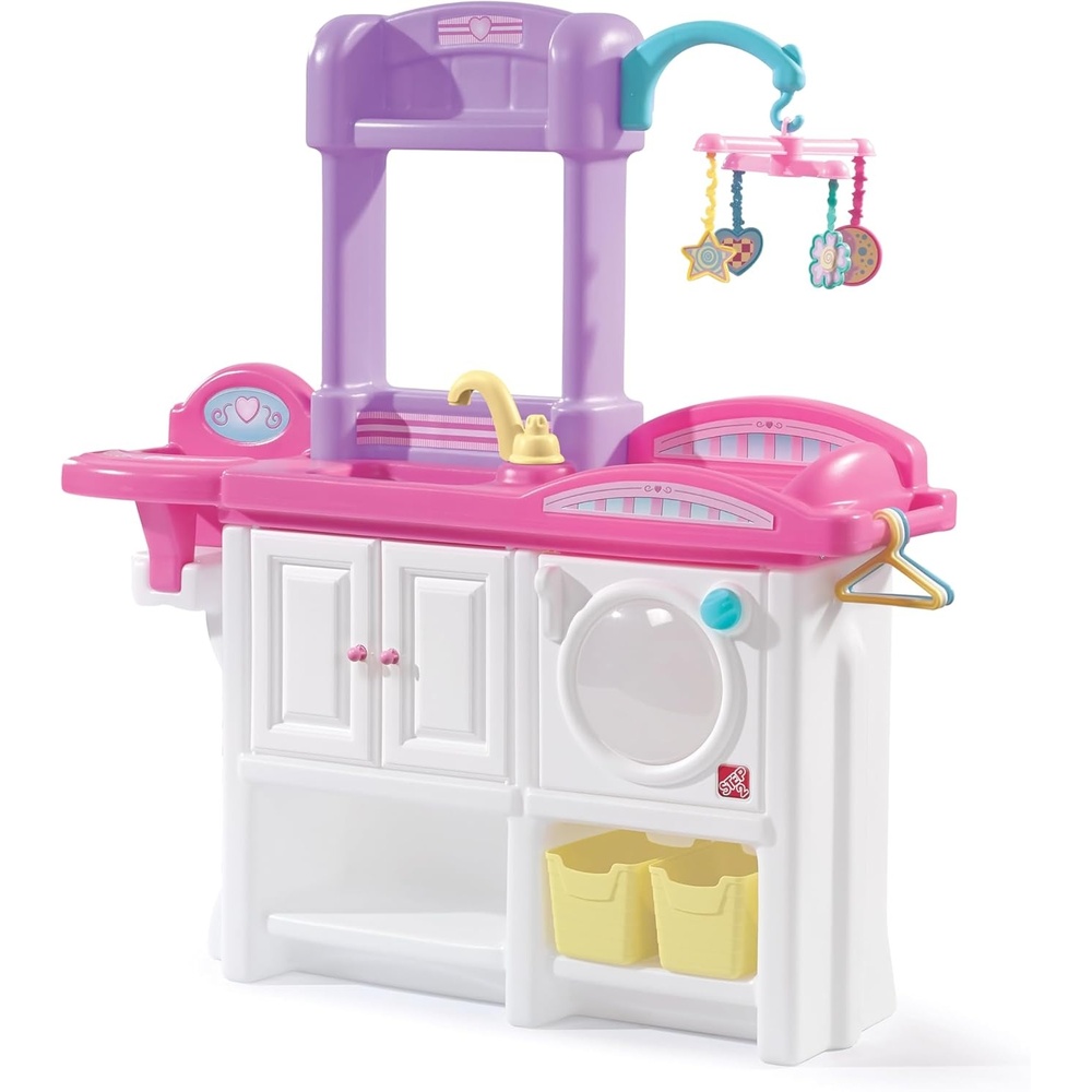 image:imageStep2 Love amp Care Deluxe Baby Doll Nursery Playset for Kids Compact Changing Station amp Crib Made of Durable Plastic Includes Toy Accessories For Toddlers 26 Years Old PinkPink