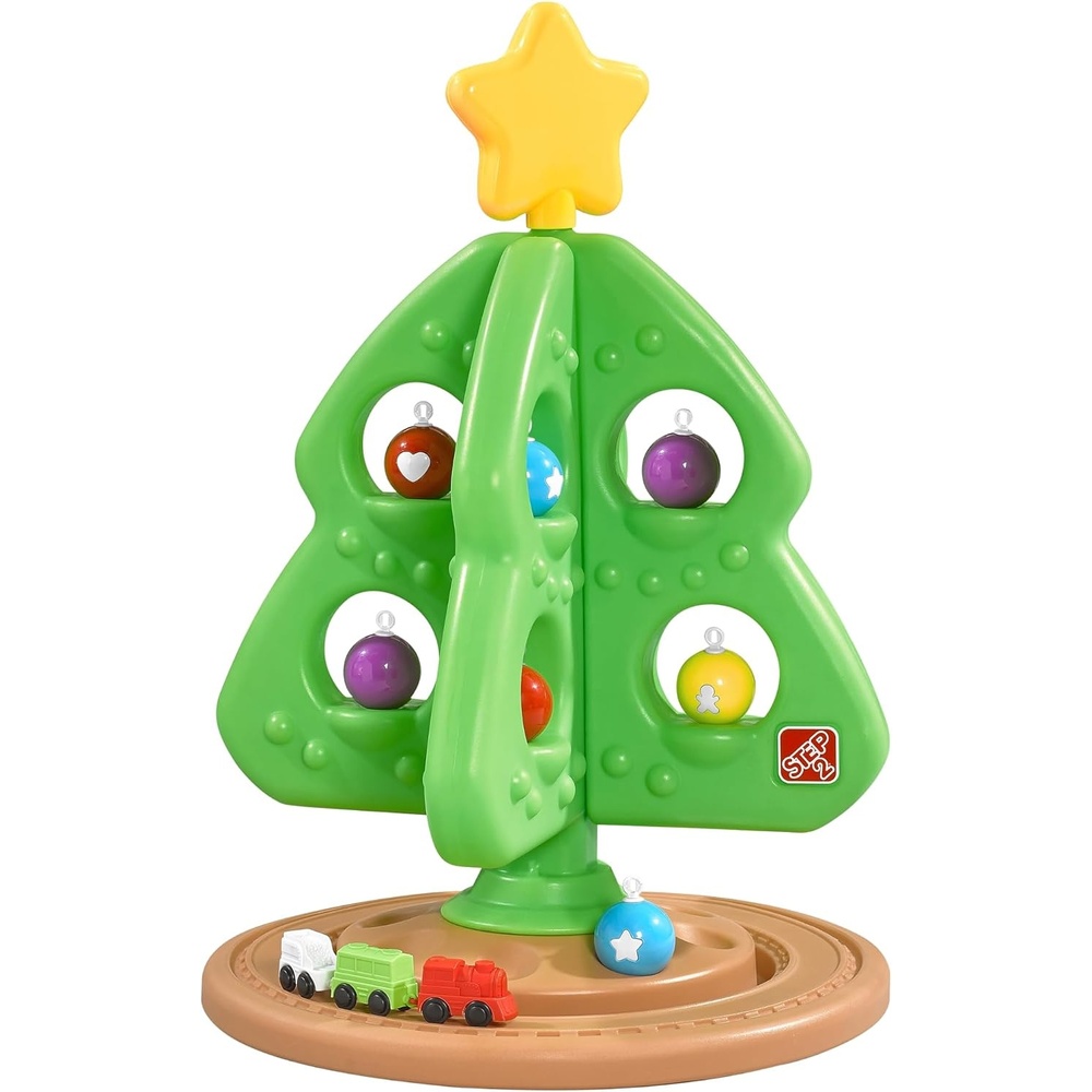 image:imageStep2 My First Christmas Tree Kids Interactive Holiday Toy 12 Colorful Plastic Ornaments to Decorate Mini Train Set Circles the Skirt Made of Durable Plastic For Toddlers 15 Years OldOpaque Ornaments