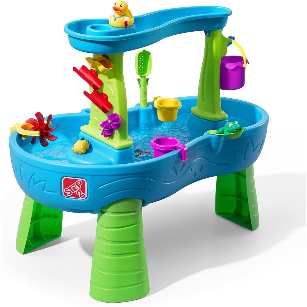 image:imageStep2 Rain Showers Splash Pond Water Table Kids Water and Sand Activity Sensory Playset Summer Outdoor Toys 13 Piece Water Toy Accessories For Toddlers 15 Years Old Blue amp Green