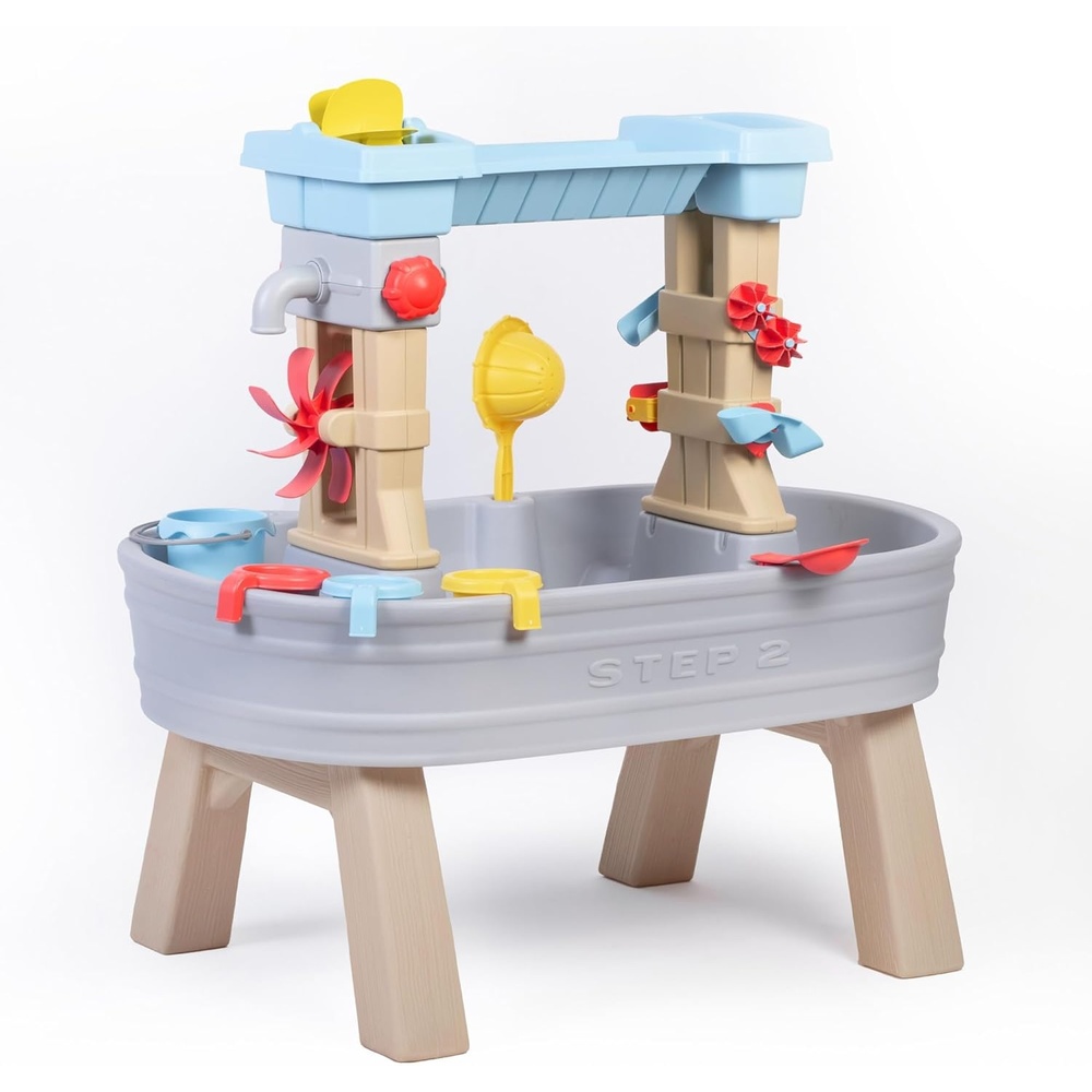 image:imageStep2 Rain Showers amp Flow Kids Water Table Outdoor Toddler Activity Table 15Piece Accessory Set Ages 15 Years Old Multicolor Gray Blue Red