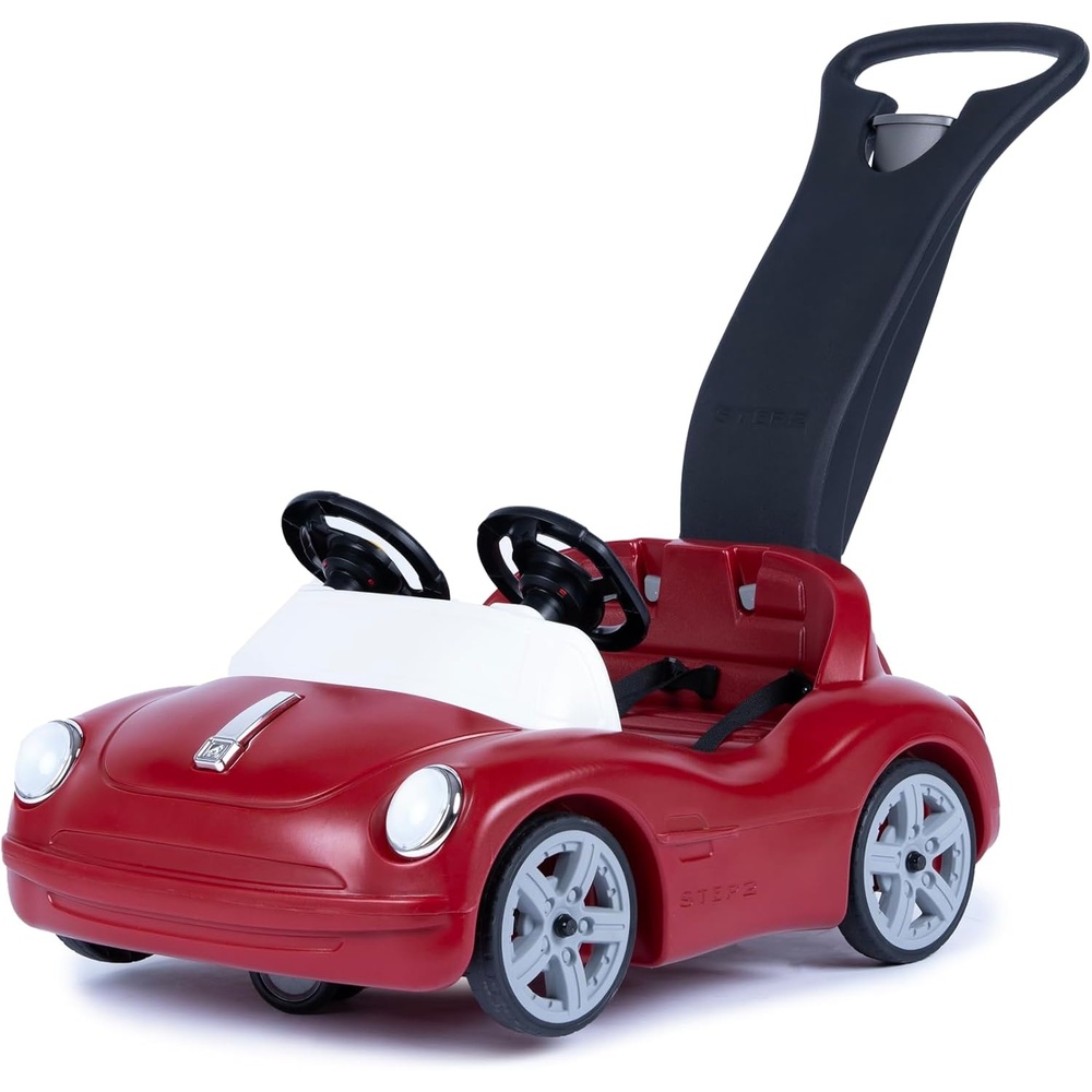 image:imageStep2 SidebySide Push Around Roadster Kids Push Car 2 Seat Ride On Car Seat Belts amp Horn for Toddlers 154 Years Old Red