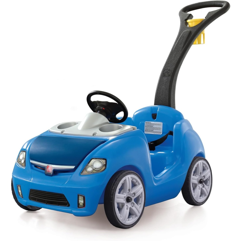 image:imageStep2 Whisper Ride II Kids Push Car RideOn Car with Seat Belt and Horn Quick Fold Handle Stroller Alternative Toddlers and Preschoolers Ages 18 Months BlueBlue