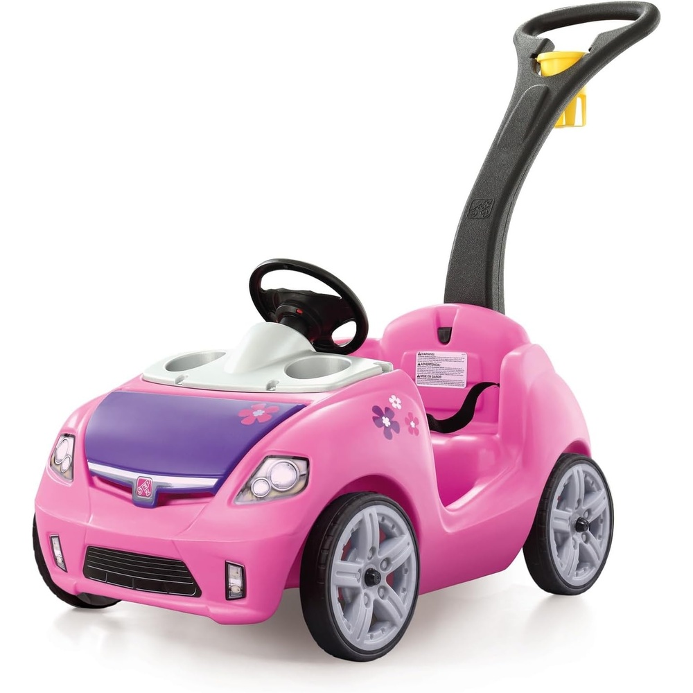 image:imageStep2 Whisper Ride II Kids Push Car RideOn Car with Seat Belt and Horn Quick Fold Handle Stroller Alternative Toddlers and Preschoolers Ages 18 Months BluePink