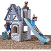 Step2 Enchanting Adventures 2-Story Kids Playhouse, Outdoor Playhouse with Kitchenette & Slide, Rock Climbing Wall, Made of Durable Plastice, For Toddlers 4-8 Years Old(Playhouse & Slide)