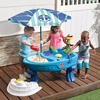 Step2 Fiesta Cruise Sand & Water Table with Umbrella, Kids Activity Sensory Playset, Summer Outdoor Toys, 10 Piece Water Toy Accessories, for Toddlers 2+ Years Old(Umbrella)