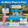 Step2 Rain Showers Splash Pond Water Table, Kids Water and Sand Activity Sensory Playset, Summer Outdoor Toys, 13 Piece Water Toy Accessories, For Toddlers 1.5+ Years Old, Blue & Green