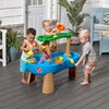 Step2 Rain Showers Splash Pond Water Table for Kids with Cover, Toddler Outdoor Sensory Playset, 13 Accessories, Blue and Green, Ages 18 Months+(Tropical Rainforest)