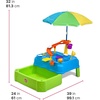 Step2 Waterpark Wonders Two Tier Water Table, Kids Water Activity Sensory Playset with Umbrella, Garden Hose Sprinkler Attachment, 11 Piece Accessories, Outdoor Summer Toy, Ages 18 Months+, Blue