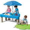 Step2 Cascading Cove Sand and Water Table, Kids Activity Sensory Playset, Comes with Umbrella, Summer Outdoor Toys, 7 Piece Toy Accessories, For Toddlers 1.5+ Years Old(Blue)