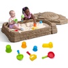 Step2 Naturally Playful Sandbox II, Kids Sand Activity Sensory Play Pit, Summer Outdoor Toys, 7 Piece Water Toy Accessories, for Toddlers 1+ Years Old(Naturally Playful Sandbox II)