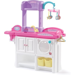 Step2 Love & Care Deluxe Baby Doll Nursery Playset for Kids, Compact Changing Station & Crib, Made of Durable Plastic, Includes Toy Accessories, For Toddlers 2-6 Years Old, Pink(Pink)