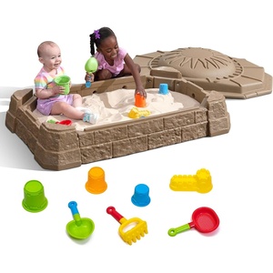 Step2 Naturally Playful Sandbox II, Kids Sand Activity Sensory Play Pit, Summer Outdoor Toys, 7 Piece Water Toy Accessories, for Toddlers 1+ Years Old(Naturally Playful Sandbox II)