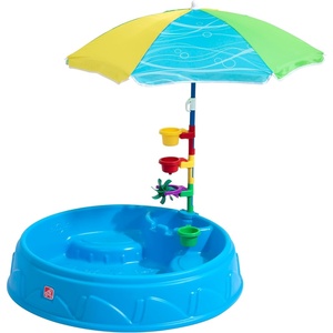 Step2 Play & Shade Pool, Kids Activity Pool with Umbrella, Summer Outdoor Toys, 7 Piece Toy Accessories, For Toddlers 2+ Years Old