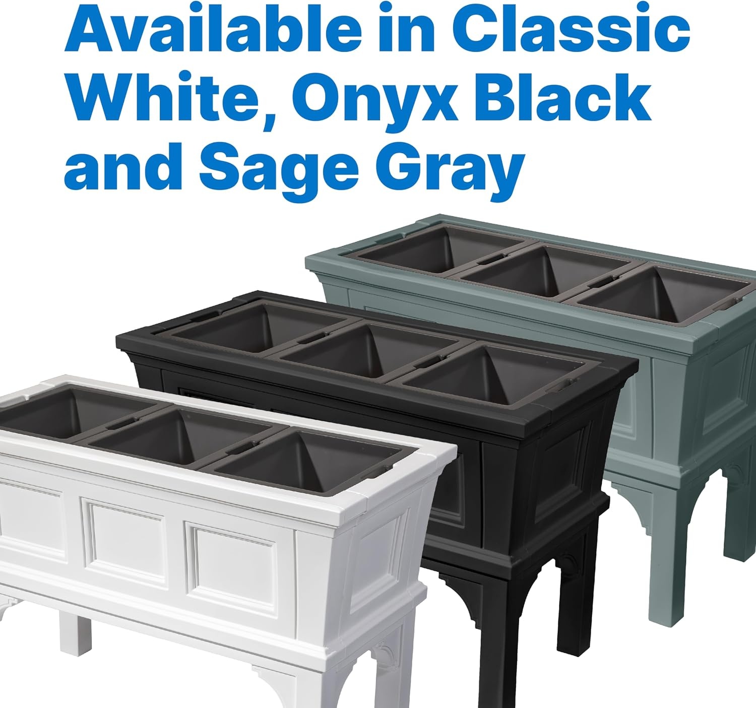 image:imageStep2 Atherton Raised Planter Box Large Planters for Outdoor Plants Gardening and Flower Pot for Patio or Porch Easy Drainage Durable Plastic Onyx BlackClassic White
