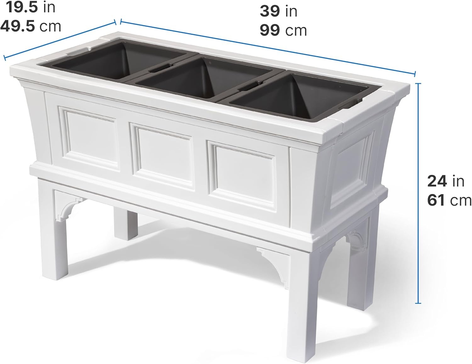 image:imageStep2 Atherton Raised Planter Box Large Planters for Outdoor Plants Gardening and Flower Pot for Patio or Porch Easy Drainage Durable Plastic Onyx BlackClassic White