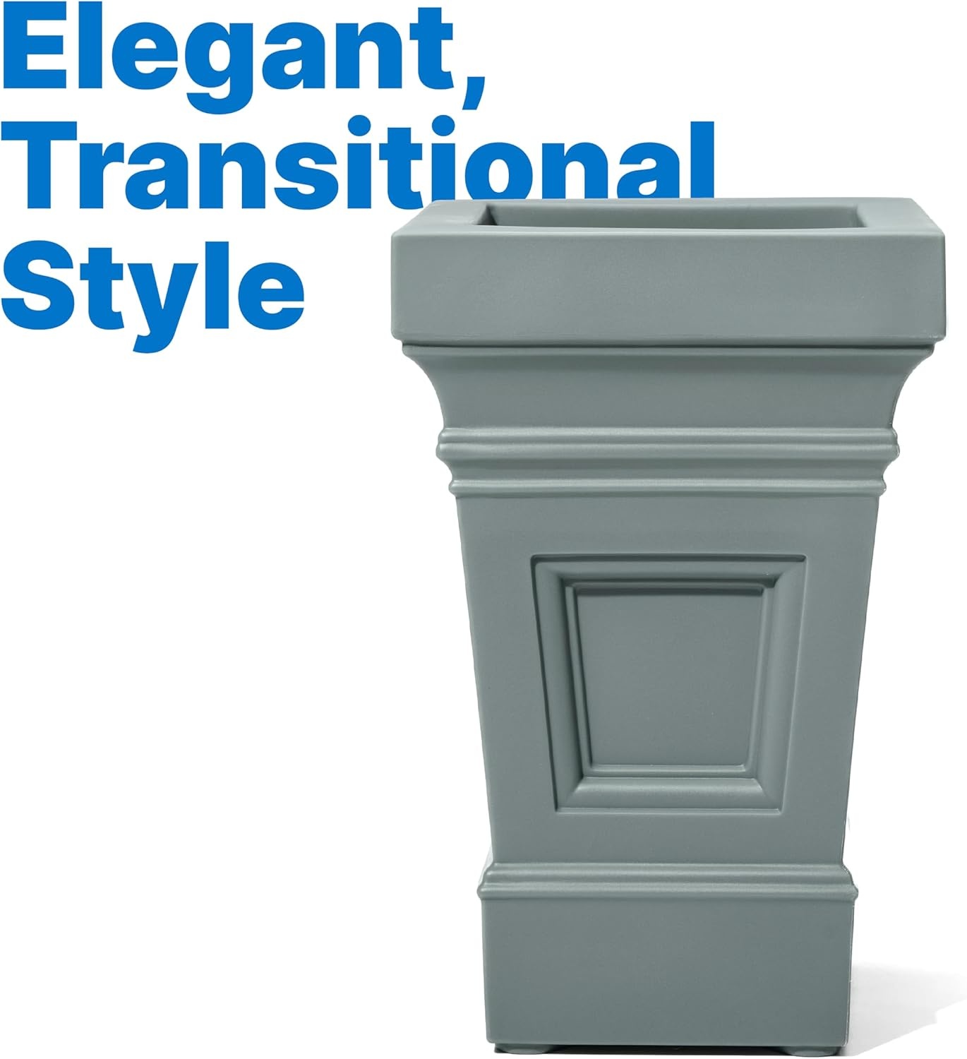 image:imageStep2 Atherton Square Planter Large Planters for Outdoor Plants Gardening and Flower Pot for Patio or Porch Efficient Drainage Durable Plastic Onyx Black 2PackSage Gray
