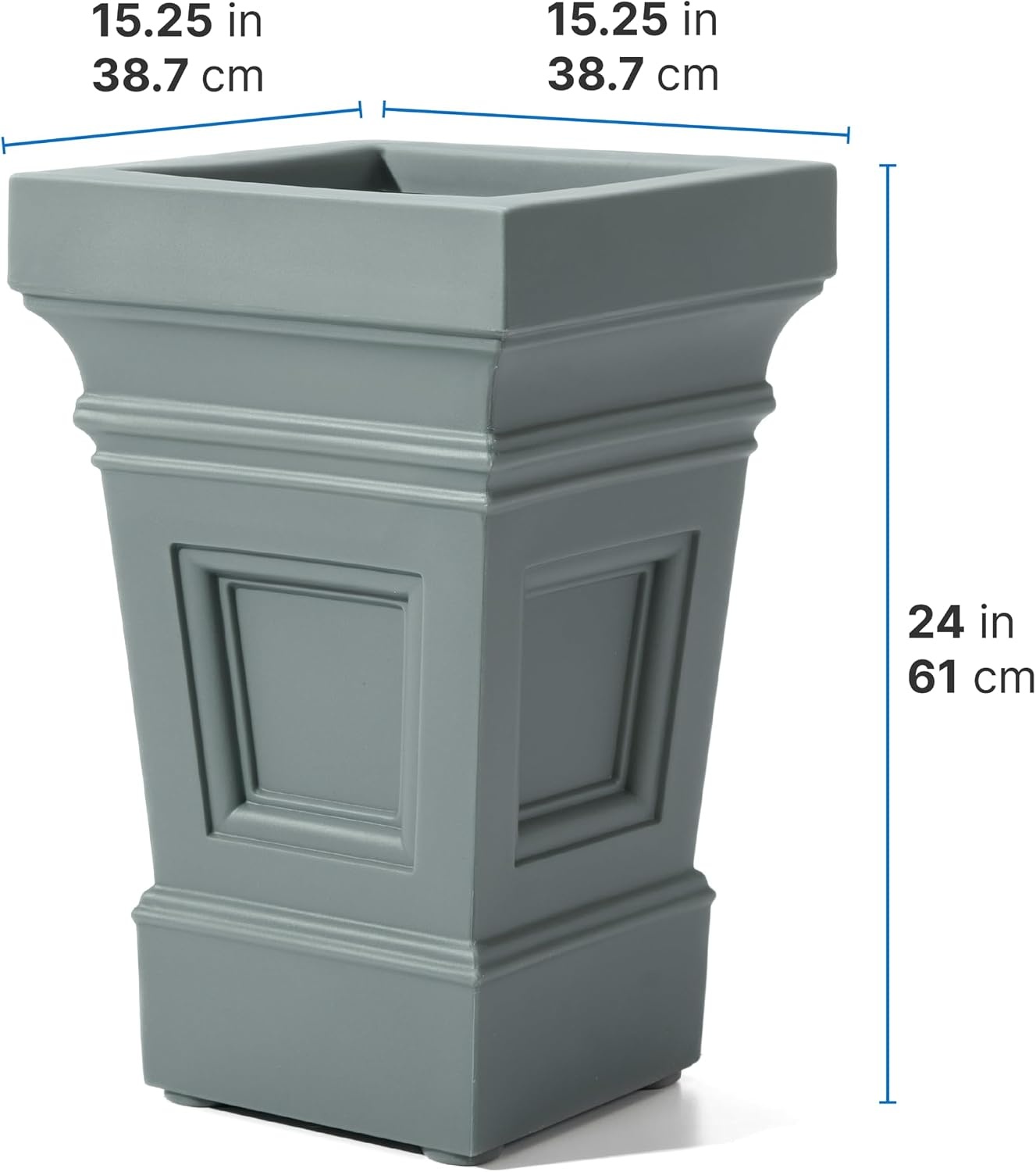 image:imageStep2 Atherton Square Planter Large Planters for Outdoor Plants Gardening and Flower Pot for Patio or Porch Efficient Drainage Durable Plastic Onyx Black 2PackSage Gray