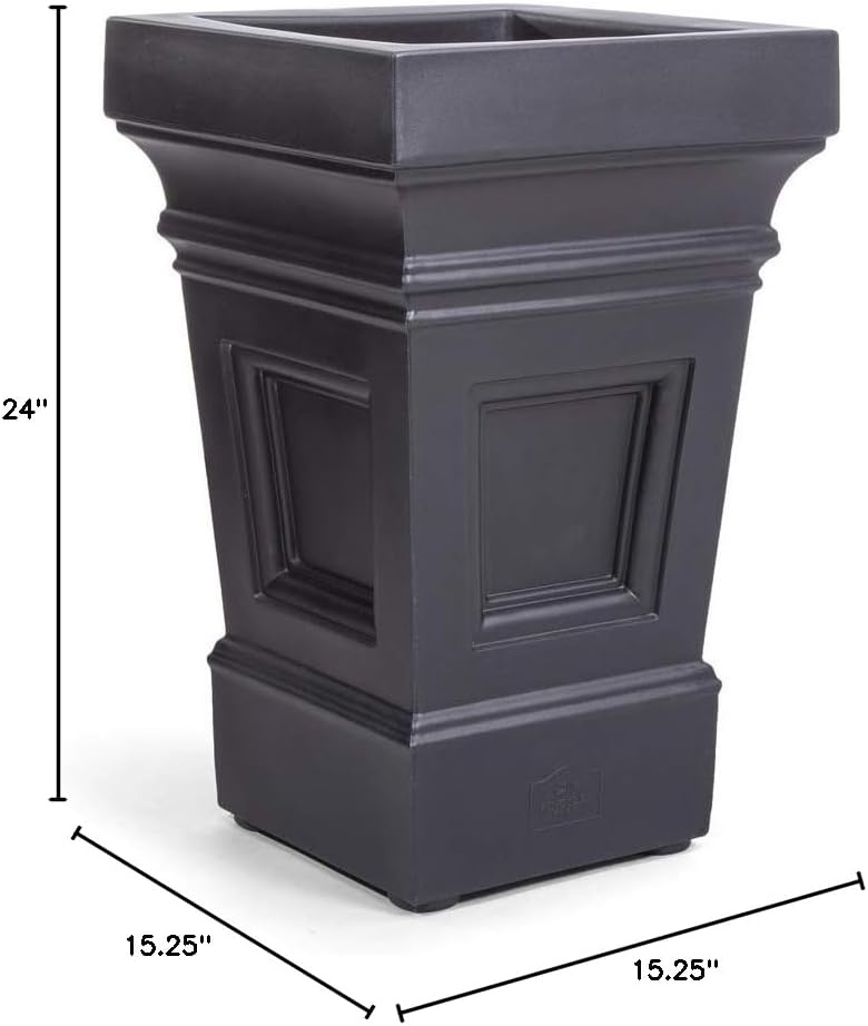 image:imageStep2 Atherton Square Planter Large Planters for Outdoor Plants Gardening and Flower Pot for Patio or Porch Efficient Drainage Durable Plastic Onyx Black 2PackOnyx Black