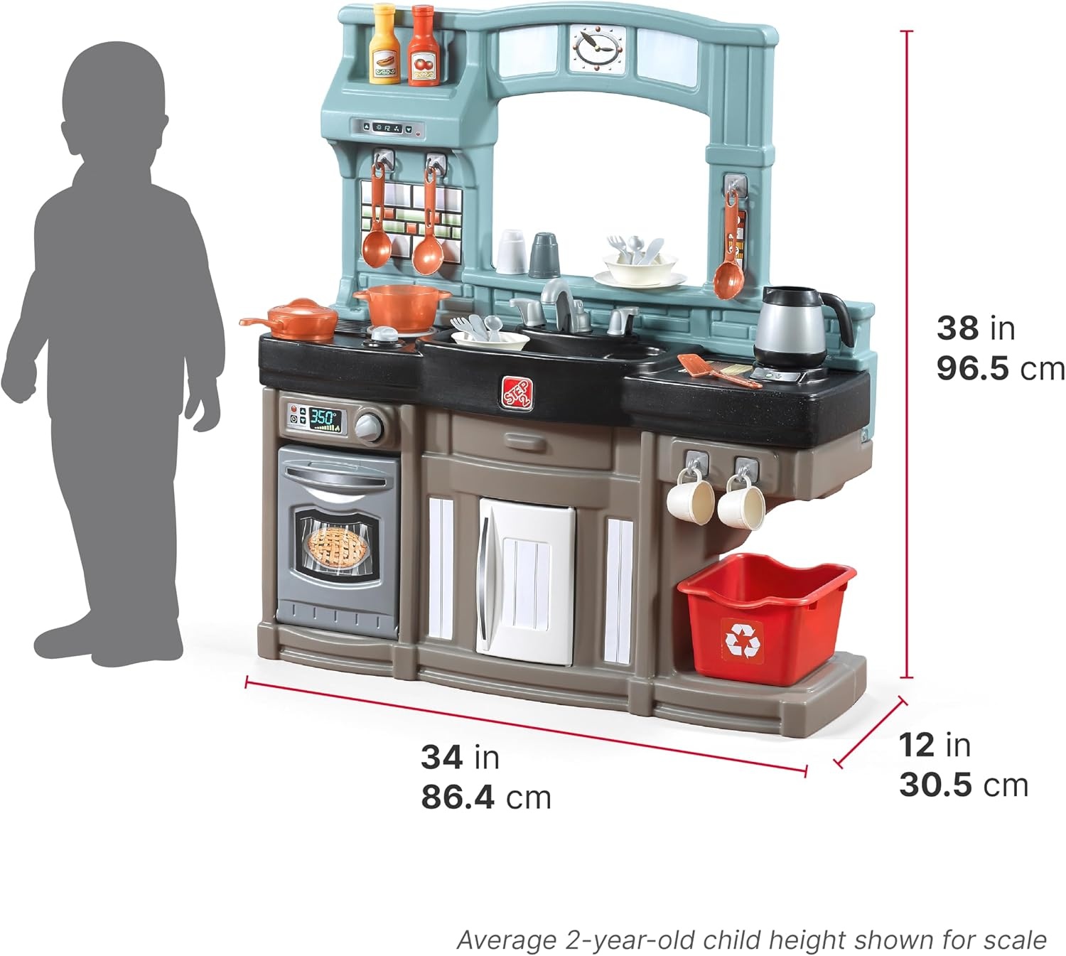 image:imageStep2 Best Chefs Kids Kitchen Playset IndoorOutdoor Kitchenette Interactive Play with Lights and Sounds Made of Durable Plastic Includes 25 Piece Toy Accessories For Toddlers 2 Years OldBest Chefs Kitchen