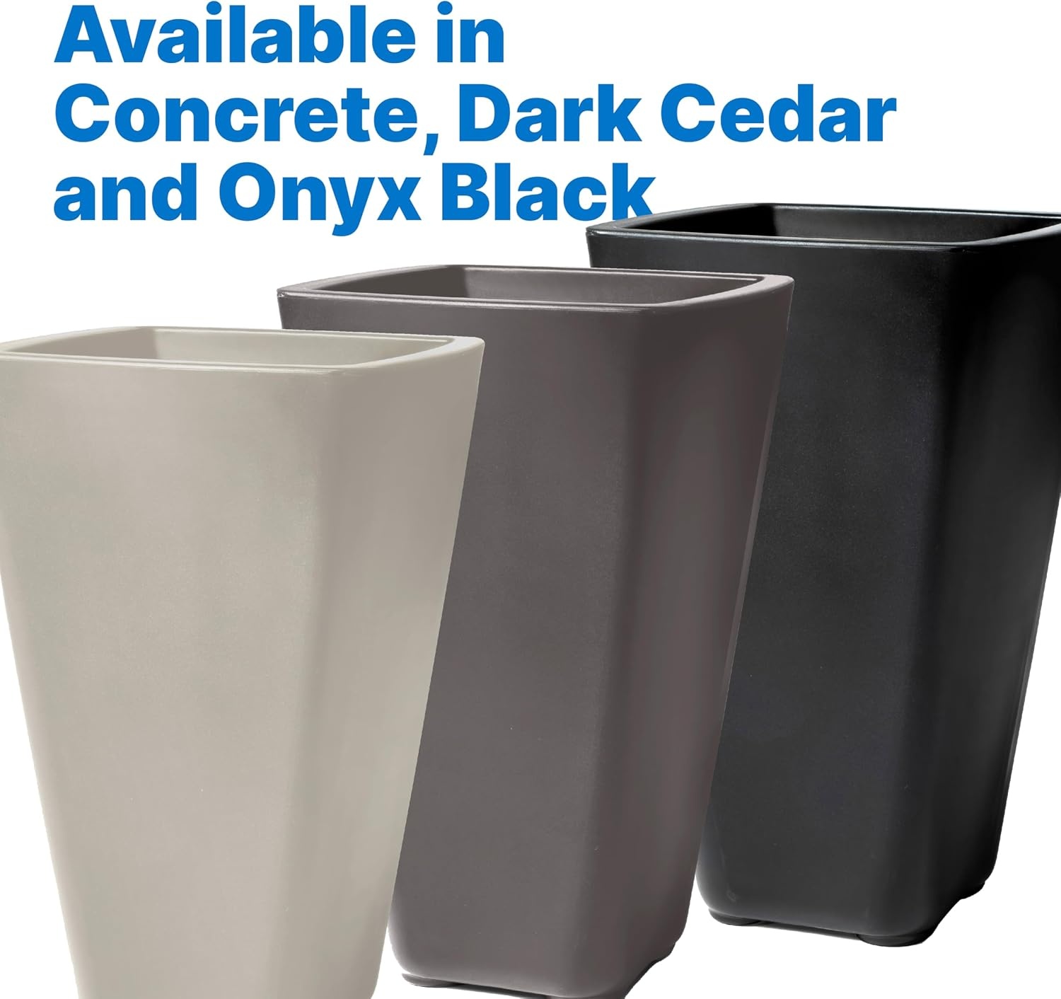 image:imageStep2 Bridgeview Tall Square Planter Large Planters for Outdoor Plants Gardening and Flower Pot for Patio or Porch Efficient Drainage Durable Plastic Onyx Black 2PackOnyx Black