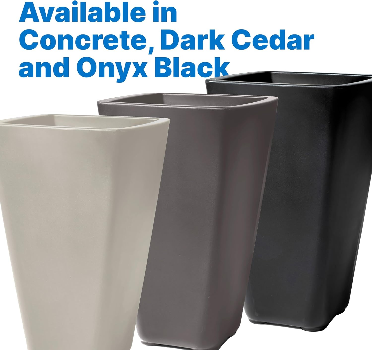 image:imageStep2 Bridgeview Tall Square Planter Large Planters for Outdoor Plants Gardening and Flower Pot for Patio or Porch Efficient Drainage Durable Plastic Onyx Black 2PackDark Cedar