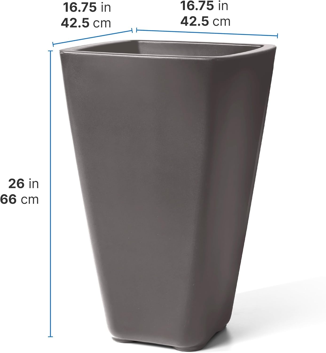 image:imageStep2 Bridgeview Tall Square Planter Large Planters for Outdoor Plants Gardening and Flower Pot for Patio or Porch Efficient Drainage Durable Plastic Onyx Black 2PackDark Cedar