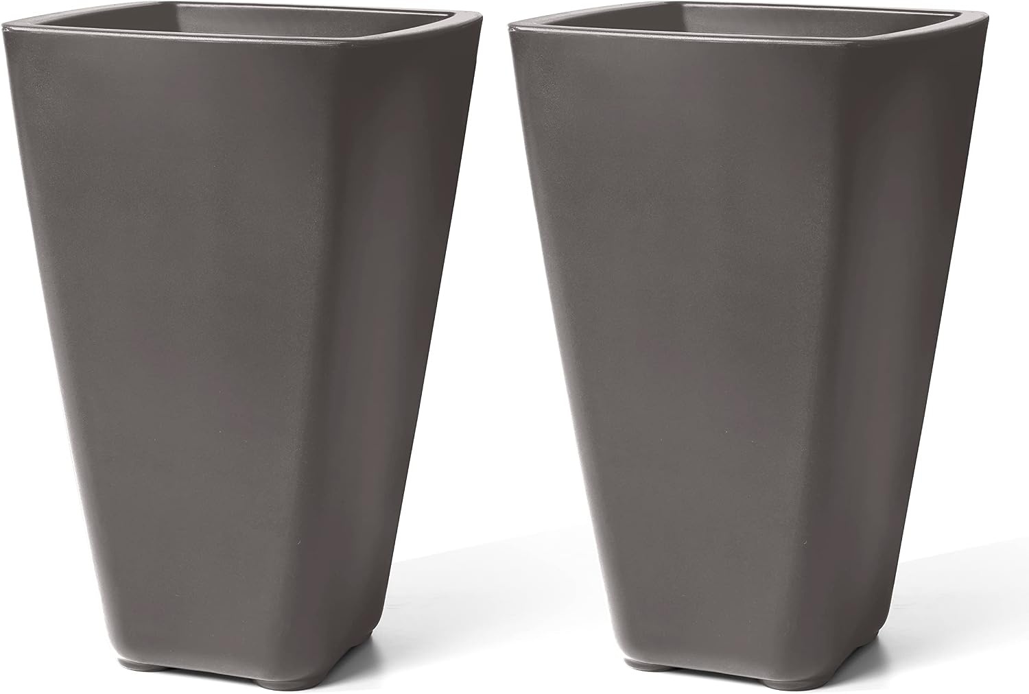 image:imageStep2 Bridgeview Tall Square Planter Large Planters for Outdoor Plants Gardening and Flower Pot for Patio or Porch Efficient Drainage Durable Plastic Onyx Black 2PackDark Cedar