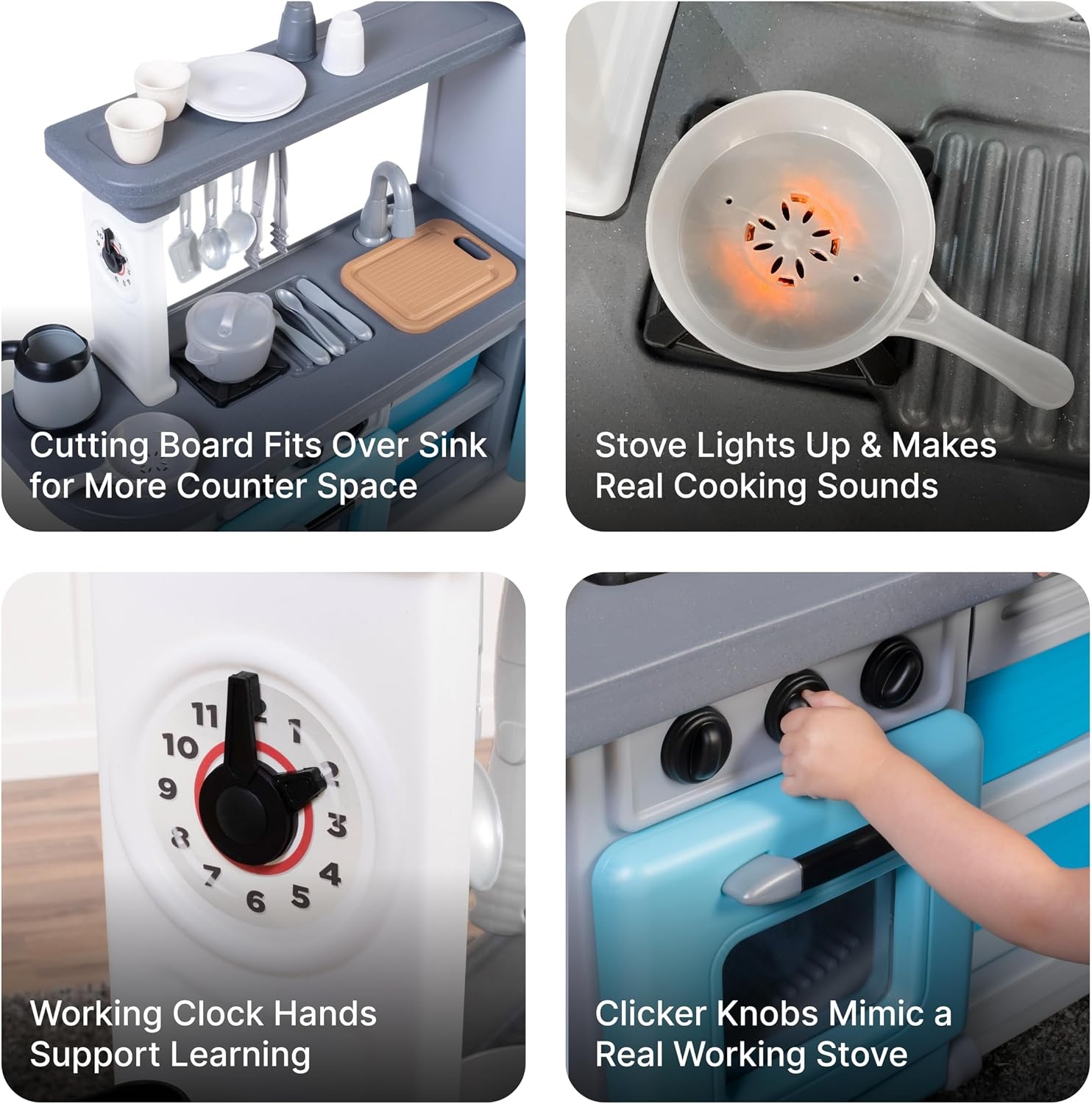 image:imageStep2 Cooking Time Kids Kitchen Playset IndoorOutdoor Kitchenette Interactive Play with Lights and Sounds Made of Durable Plastic Includes 23 Piece Toy Accessories for Toddlers 2 Years Old