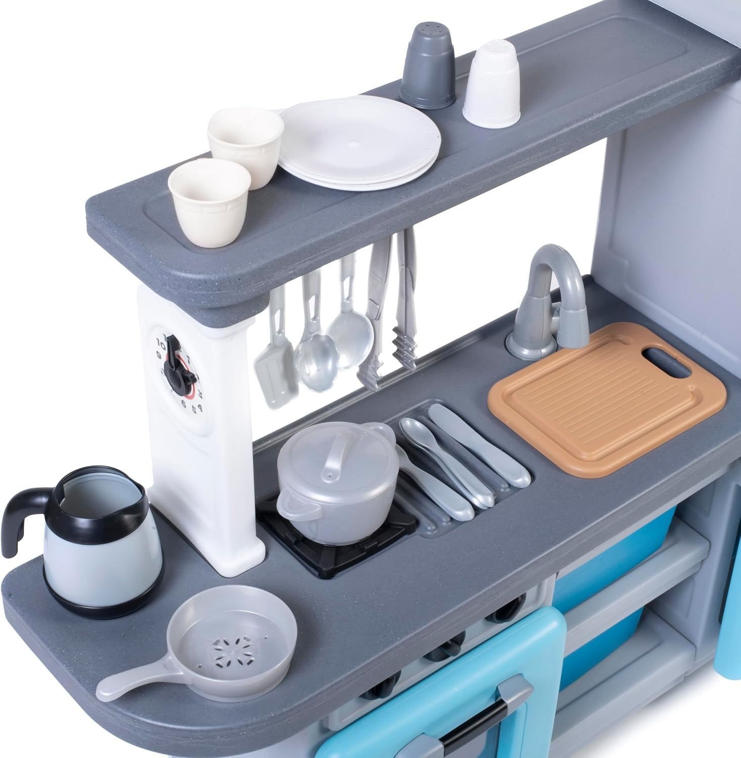 image:imageStep2 Cooking Time Kids Kitchen Playset IndoorOutdoor Kitchenette Interactive Play with Lights and Sounds Made of Durable Plastic Includes 23 Piece Toy Accessories for Toddlers 2 Years Old