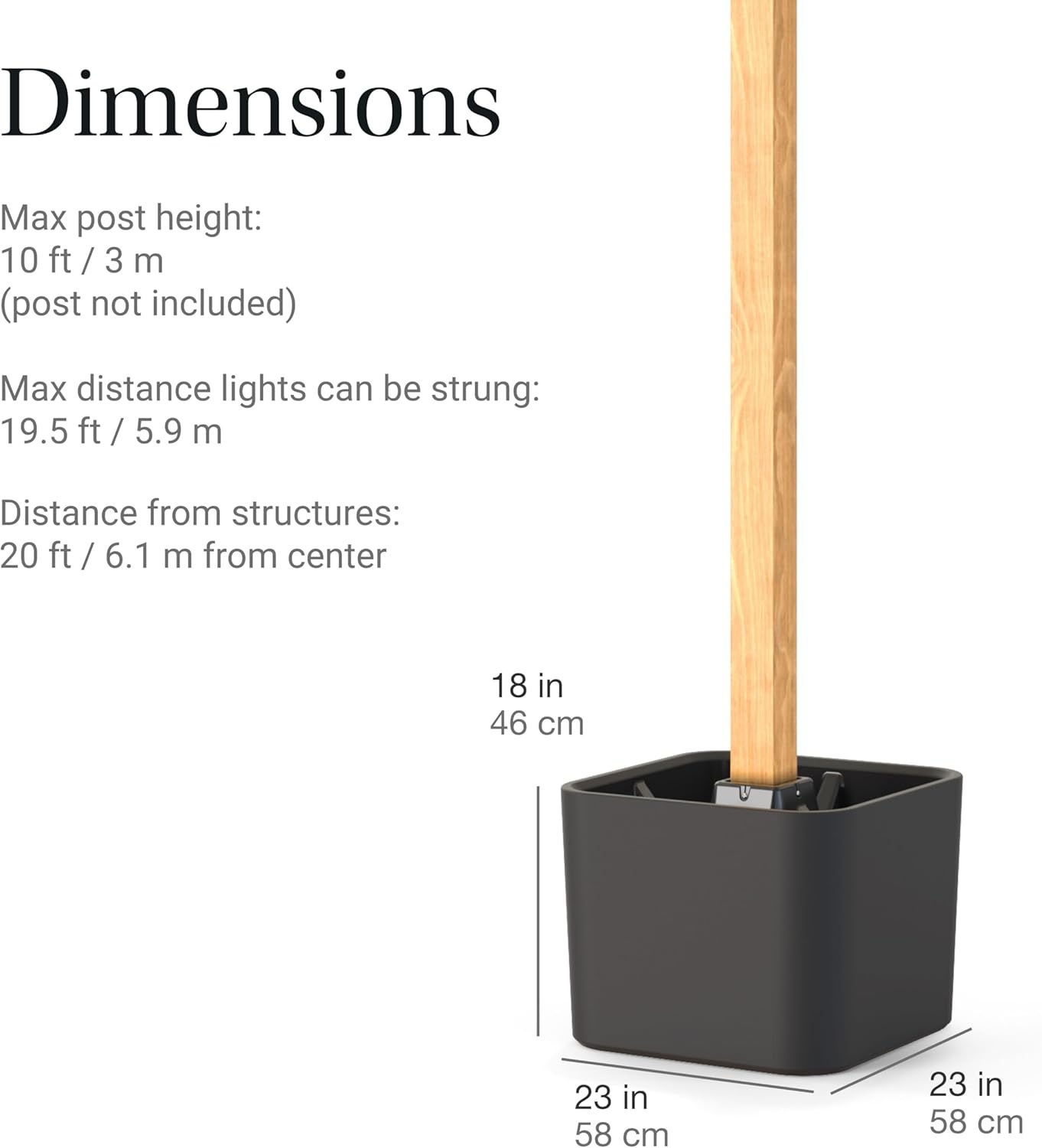 image:imageStep2 Firefly String Light Pole Stand with Planter 2pk Outdoor Hanging Lights Solution Black