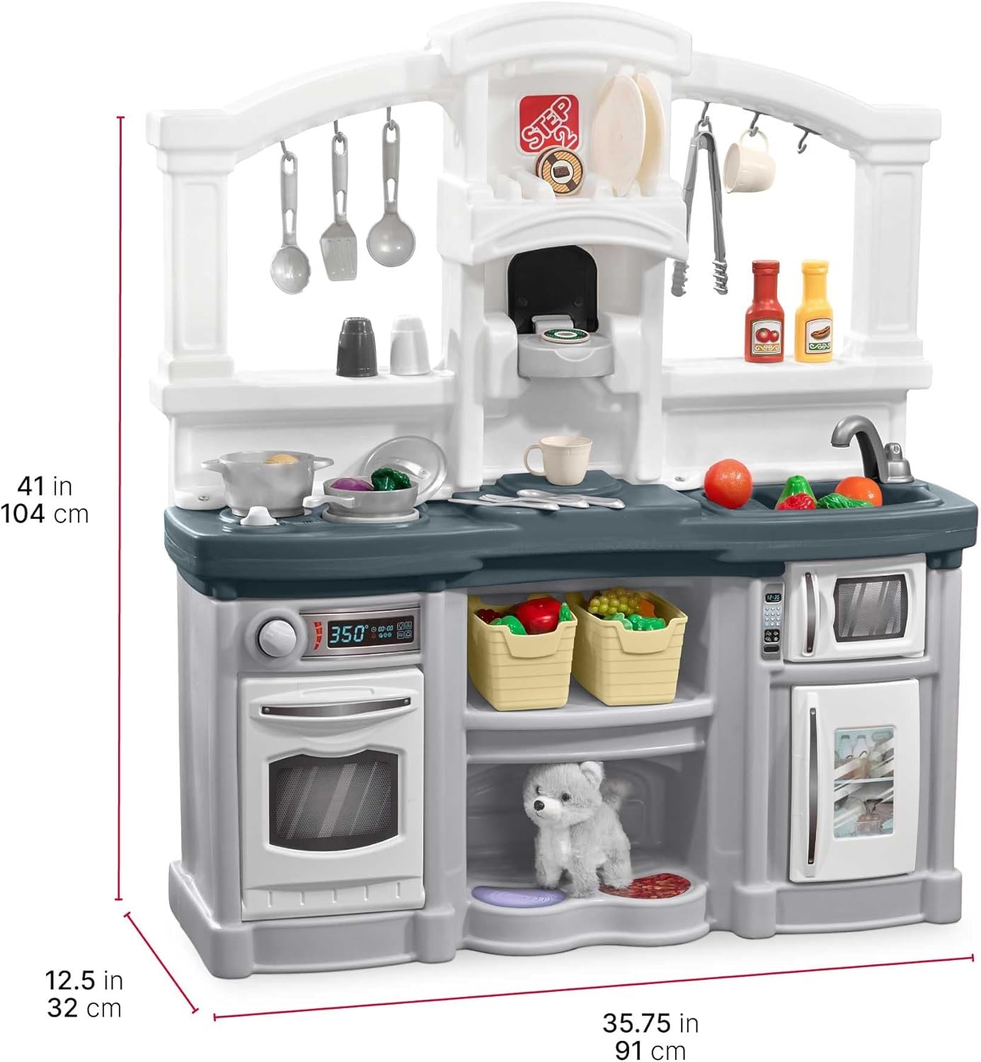image:imageStep2 Fun with Friends Kids Kitchen Playset IndoorOutdoor Kitchenette with Lights amp Sounds Durable Plastic 25Piece Toy Accessories Toddlers 2 Years GrayGray