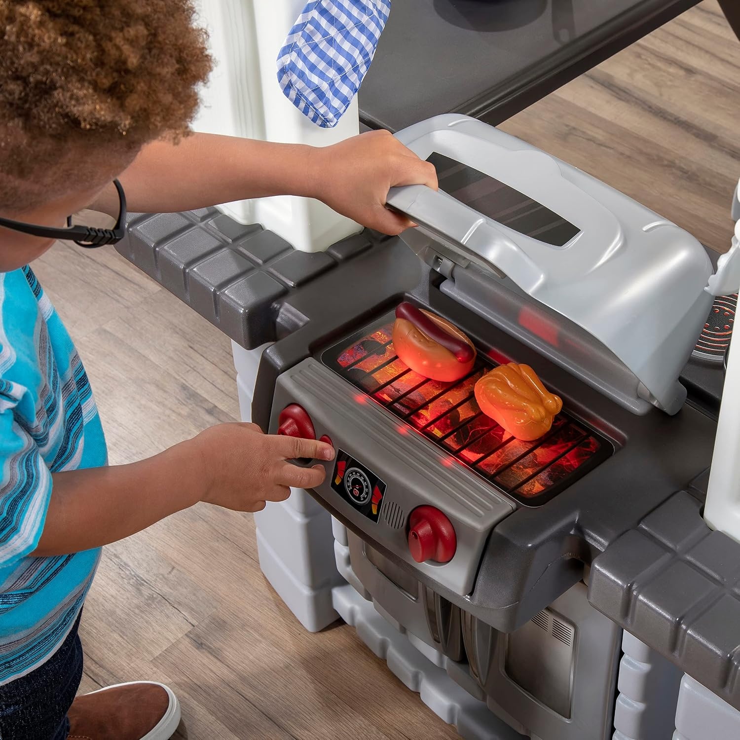 image:imageStep2 Grand Walkin Kitchen amp Grill Kids Playset IndoorOutdoor Kitchenette Interactive Play with Lights and Sounds Durable Plastic 103 Piece Toy Accessories Toddlers 2 Years Old GrayWhiteGray